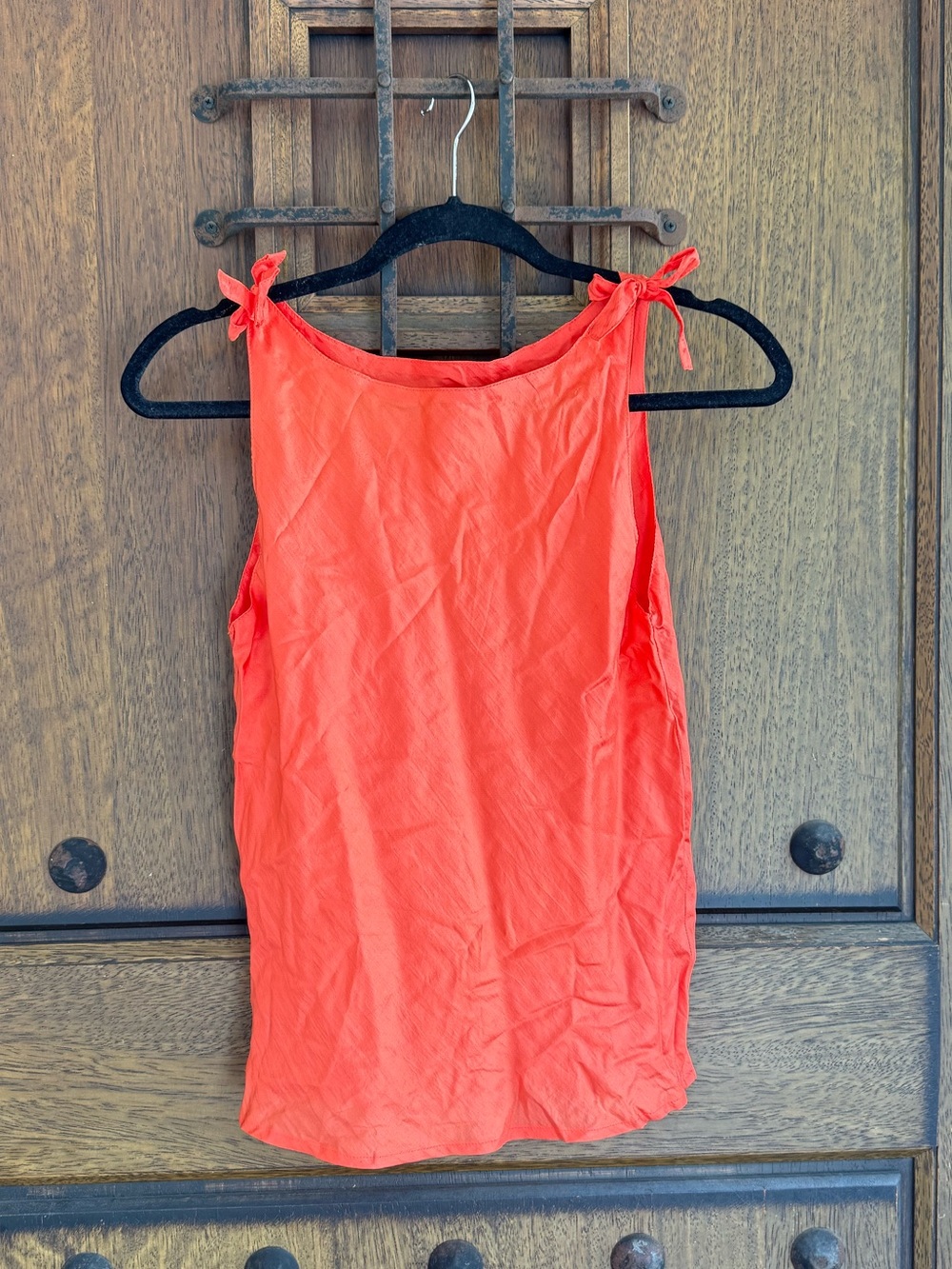 100% Silk Women’s Orange Tie-Shoulder Tank Top Size S